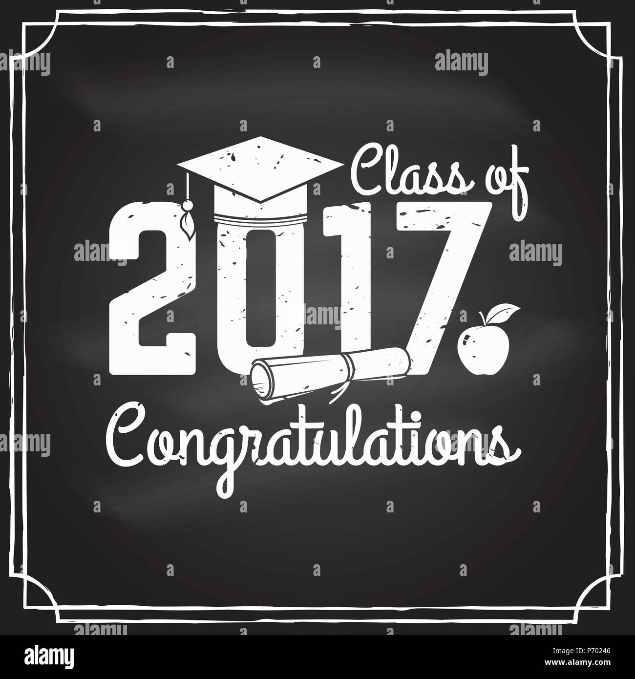 Class of 2017 badge on the chalkboard. Concept for shirt, print, seal ...