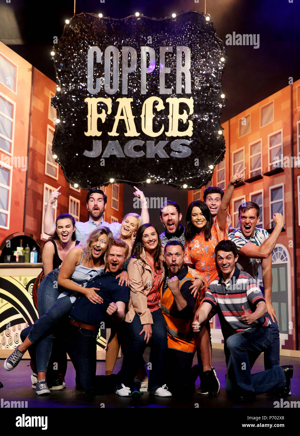 Cast members of Copper Face Jacks The Musical perform on stage at the