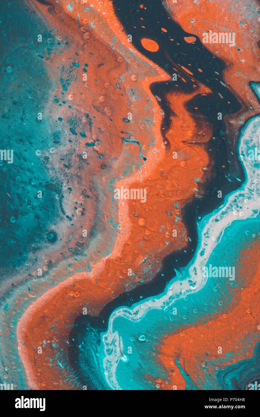 abstract texture with blue and orange acrylic paint Stock Photo - Alamy
