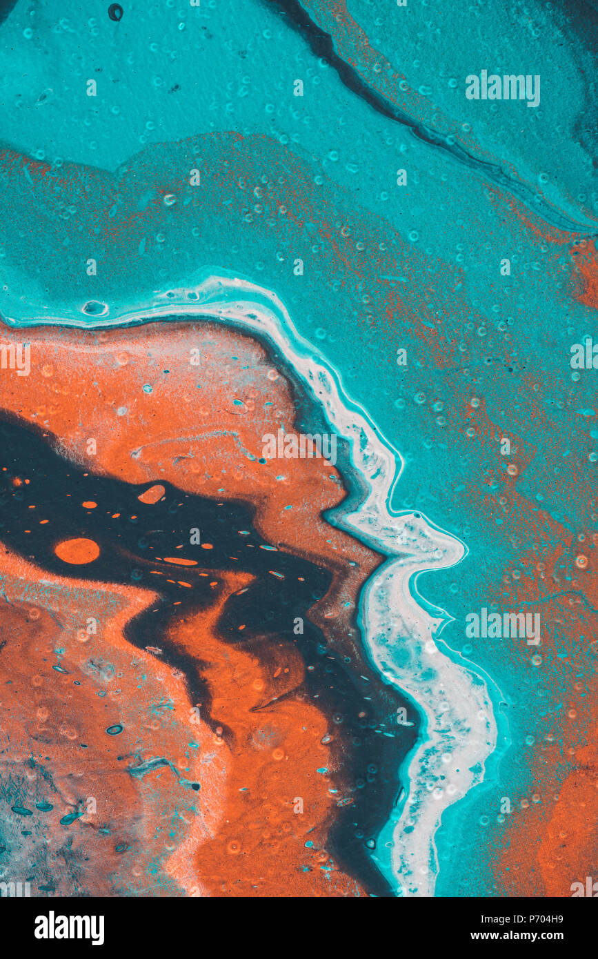 abstract design with blue and orange oil paint Stock Photo - Alamy