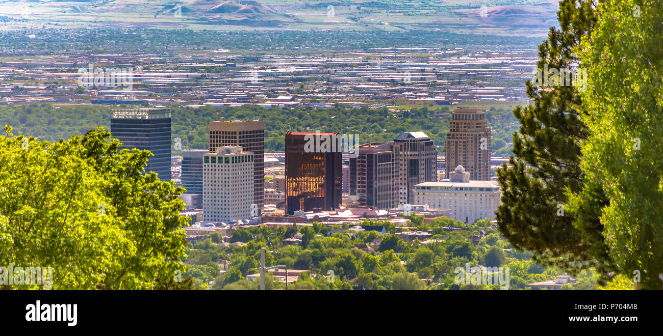 Salt Lake City Views with downtown and trees Stock Photo Alamy
