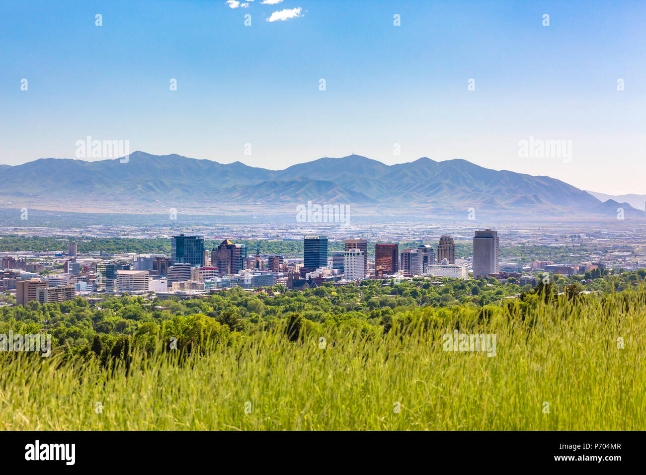 Salt Lake City Views with downtown mountains Stock Photo Alamy