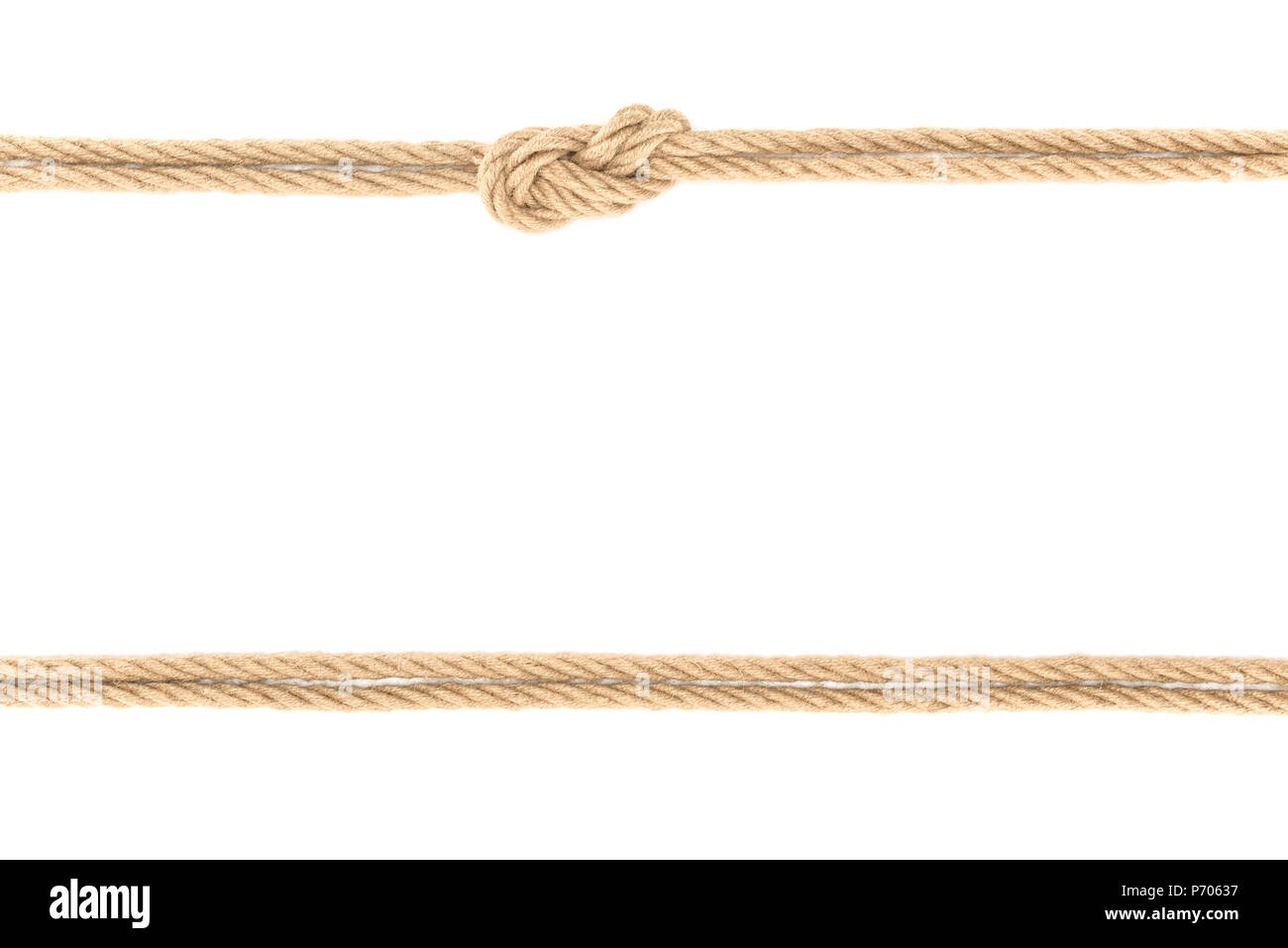 top view of arranged nautical ropes with knot isolated on white Stock ...