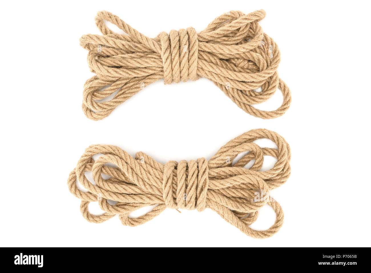 Tide Ropees top view of arranged tied nautical ropes isolated on white Stock Photo ...