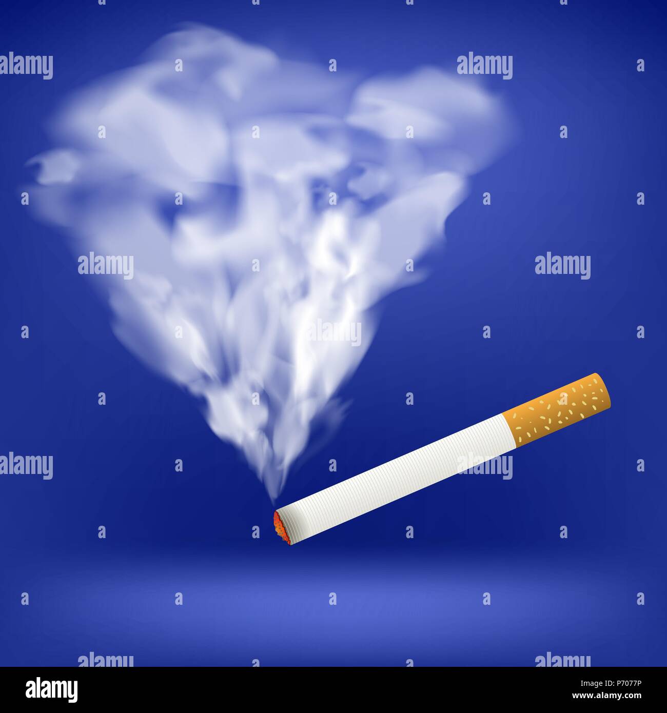 Burning Cigarette. Transparent Smoke Stock Vector