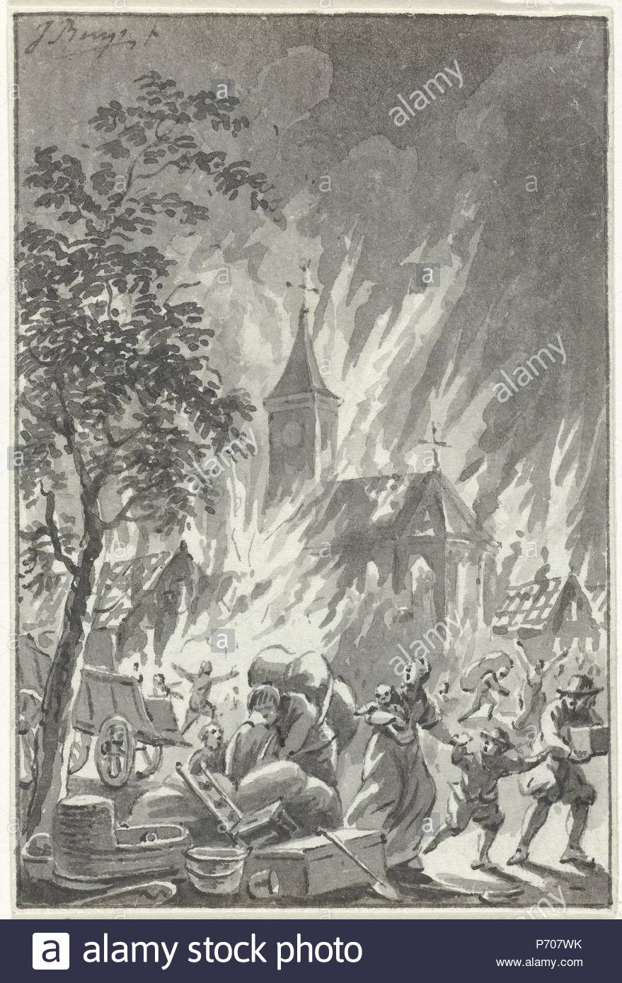 Heavy fire Hilversum The Netherlands, June 25, 1766, Jacobus Buys, 1766 - 1801.