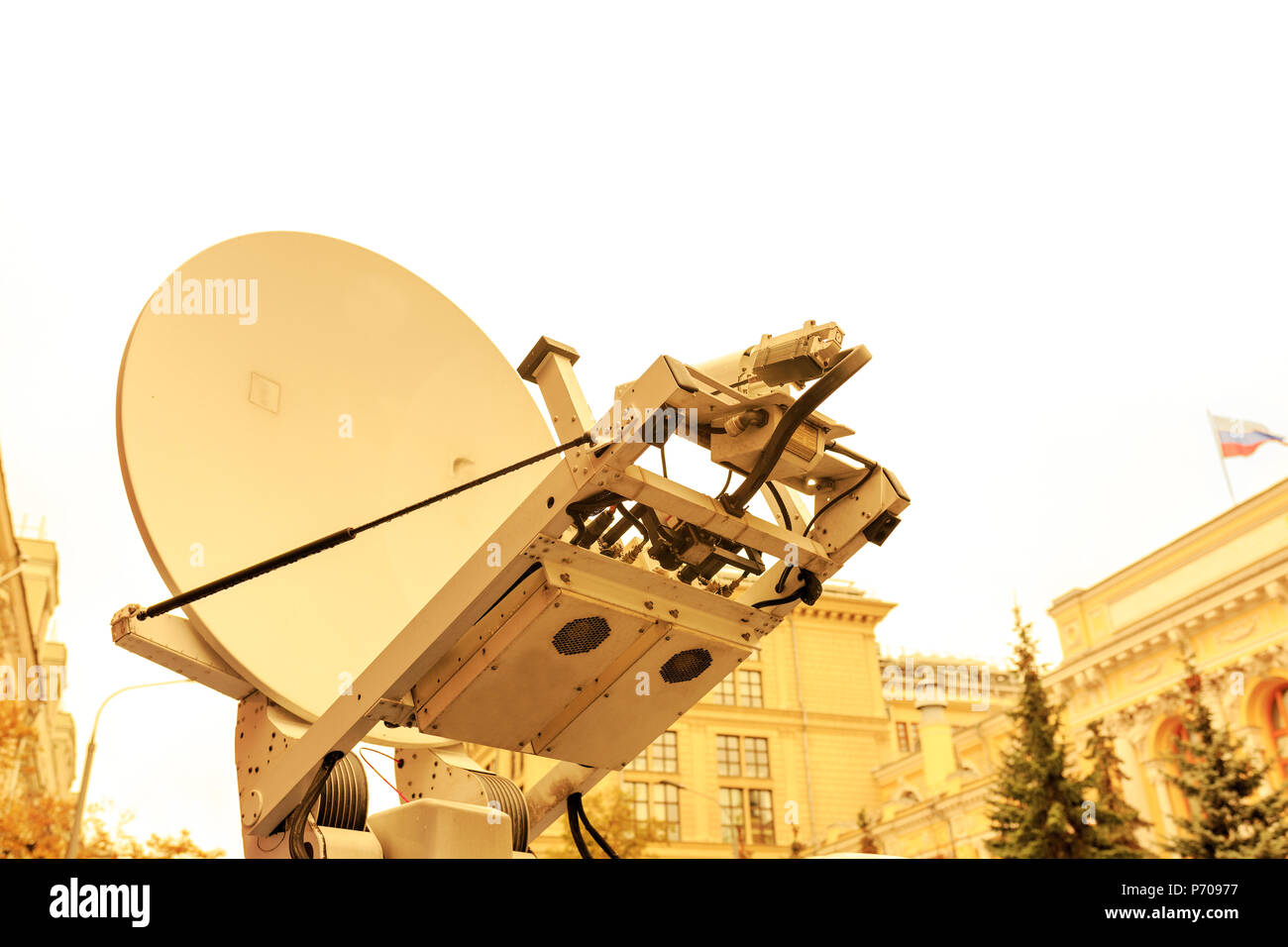 Satellite dish on the roof of the car Stock Photo Alamy