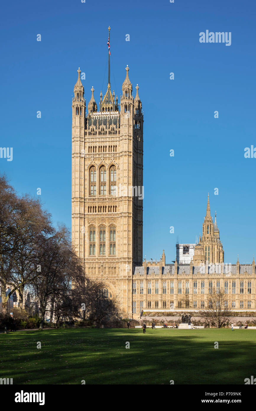 United Kingdom, England, London. Palace of Westminster, the houses of Parliament of the United Kingdom, in winter. Stock Photo