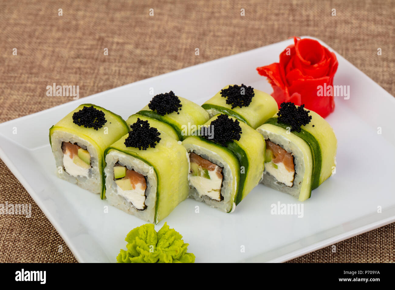 Japanese cold traditional salmon roll Stock Photo Alamy