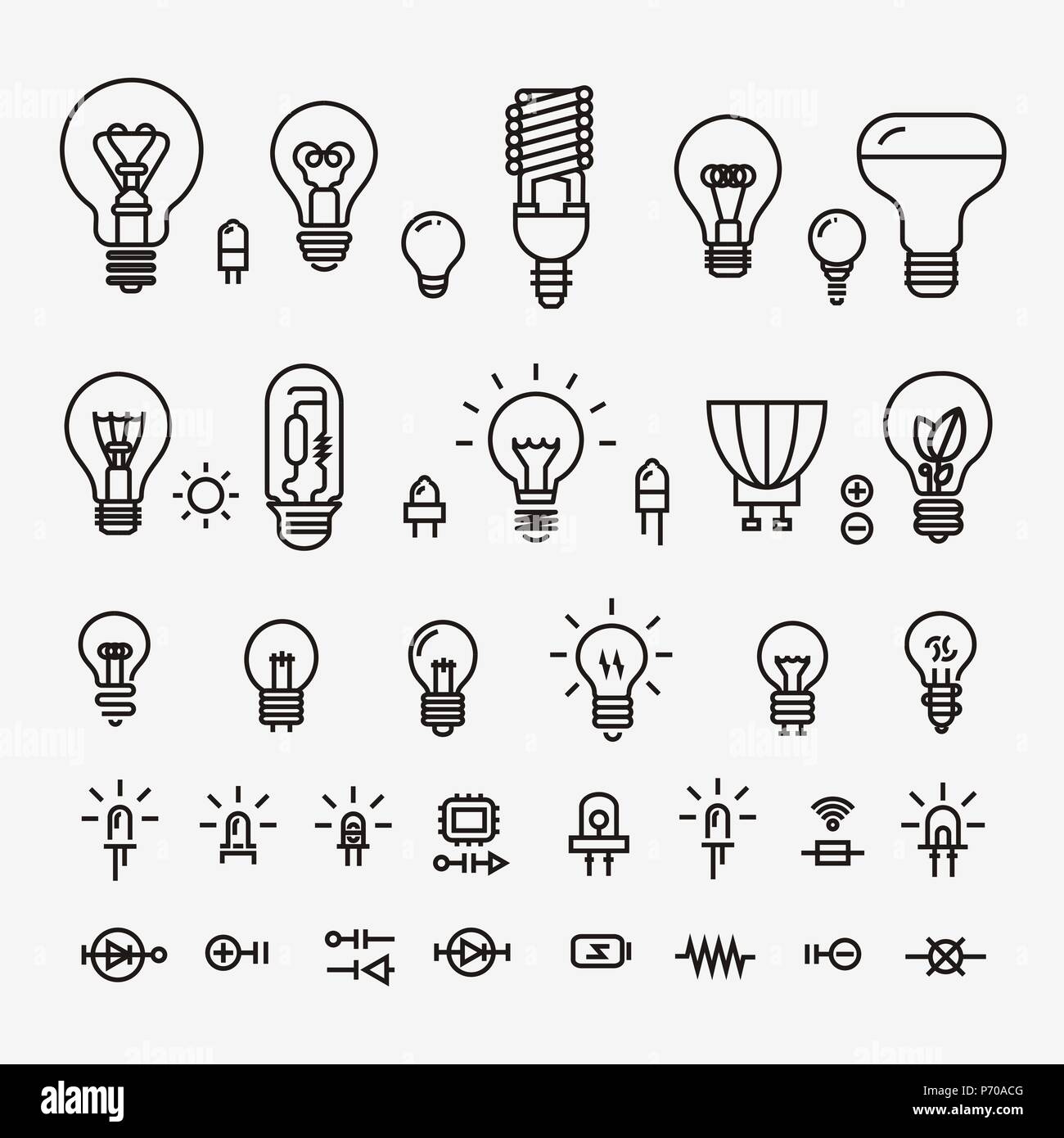 Light bulb and LED lamp. Vector illustration Stock Photo - Alamy