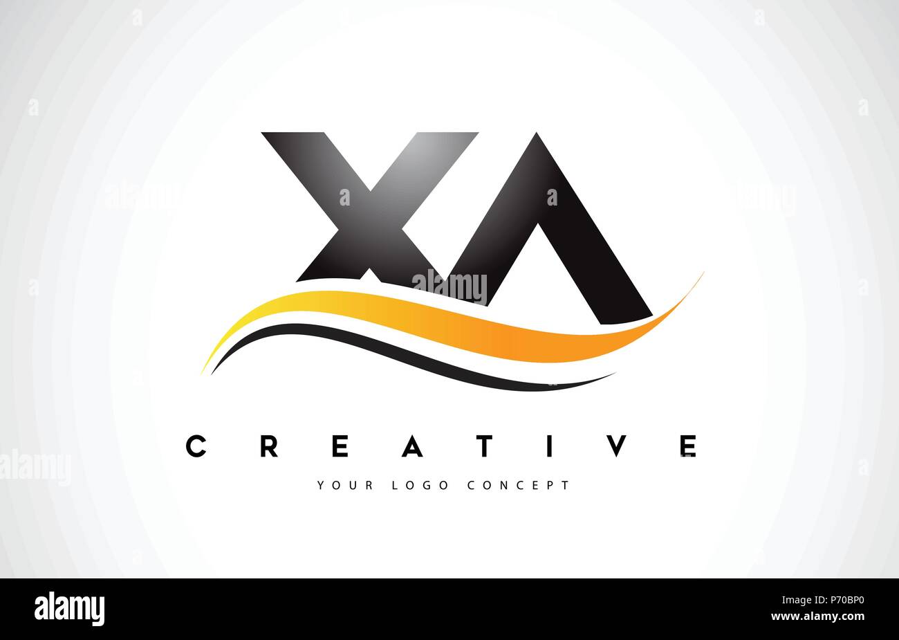 XA X A Swoosh Letter Logo Design with Modern Yellow Swoosh Curved Lines ...