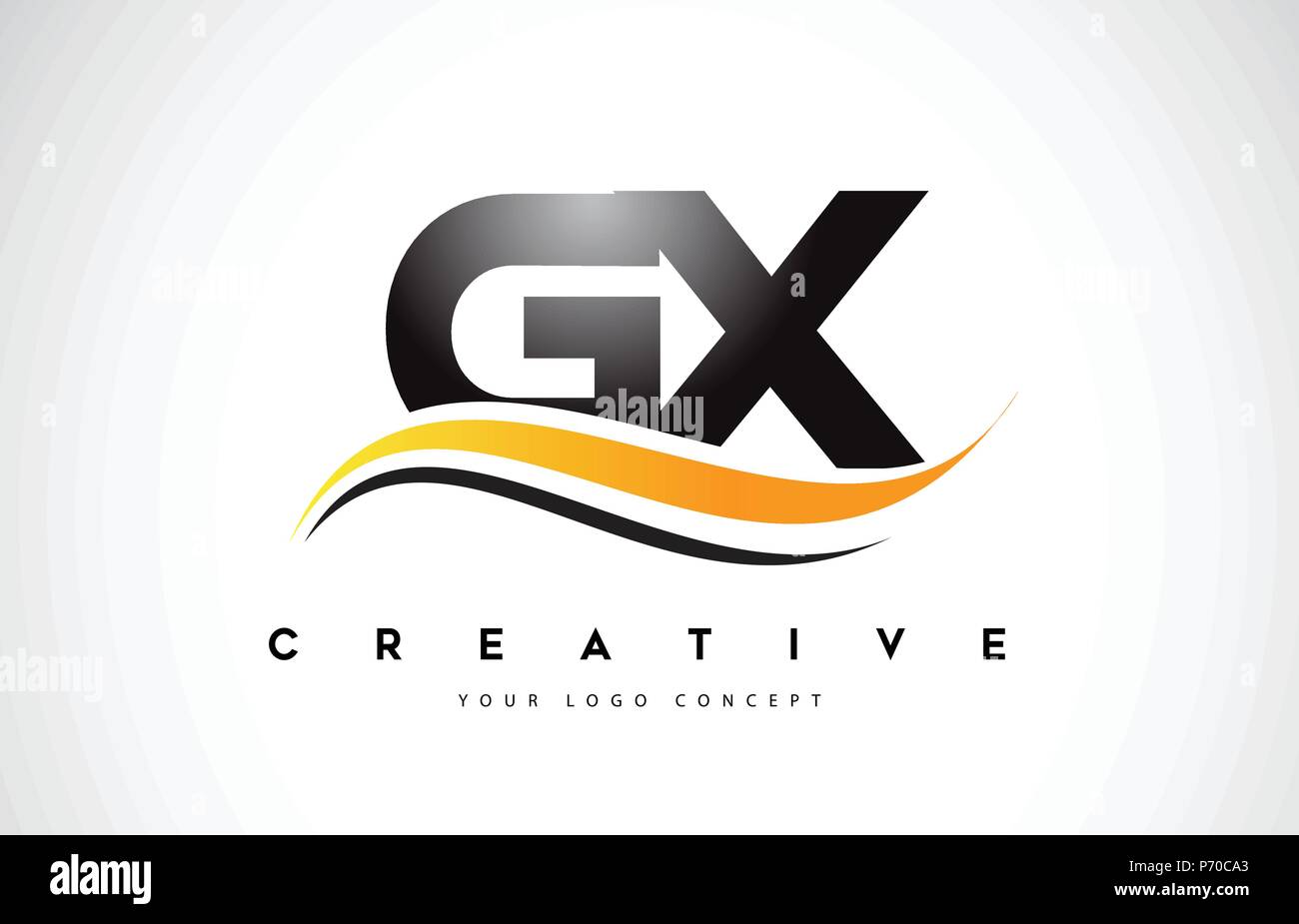 GX G X Swoosh Letter Logo Design with Modern Yellow Swoosh Curved Lines ...