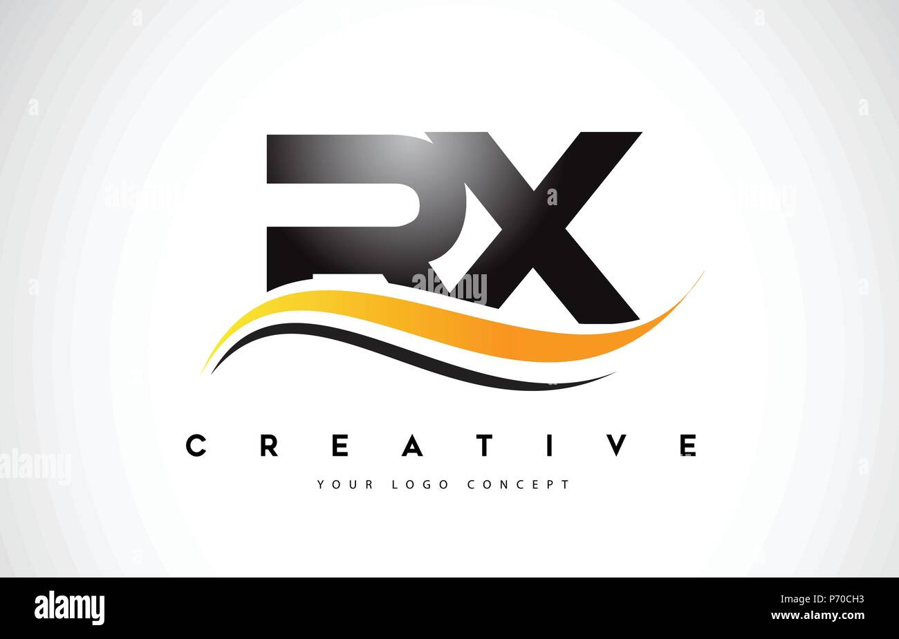 RX R X Swoosh Letter Logo Design with Modern Yellow Swoosh Curved Lines ...