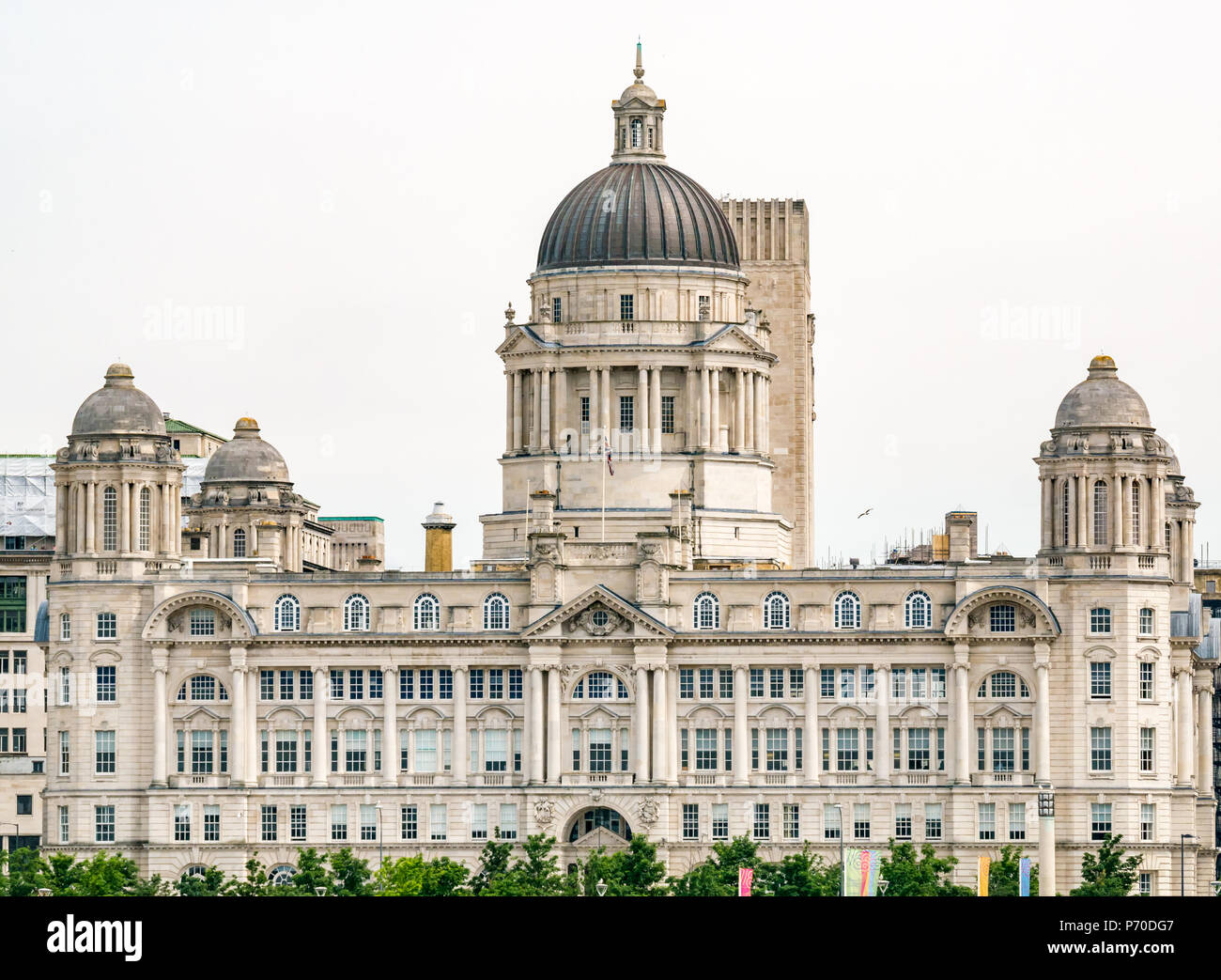 Domed grand Edwardian baroque style Port of Liverpool building, one of Three Graces, Pier Head, Liverpool, England, UK Stock Photo