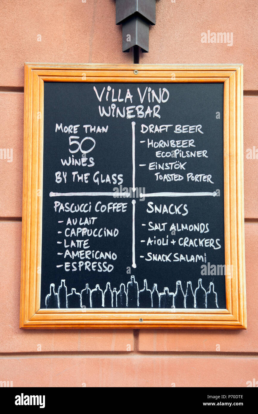Wine Bar Menu Copenhagen Denmark Stock Photo Alamy