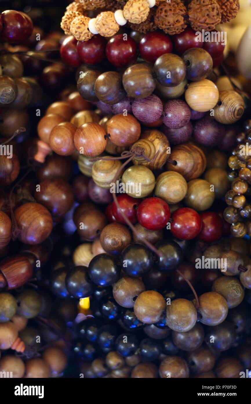 Wooden beads bracelets at Phnom Penh Central Market in Cambodia Stock Photo Alamy