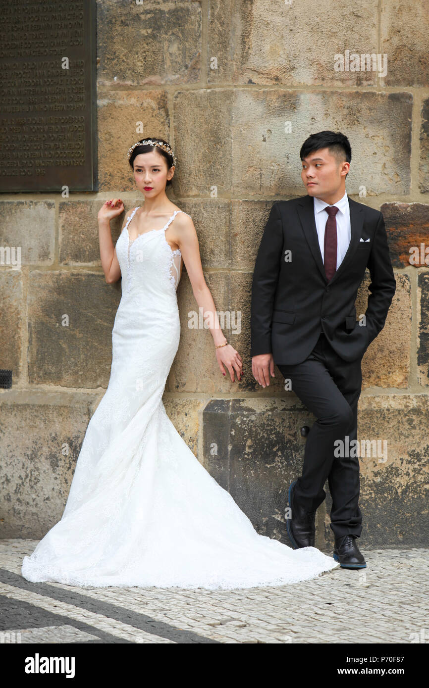 Marriage in Prague Stock Photo