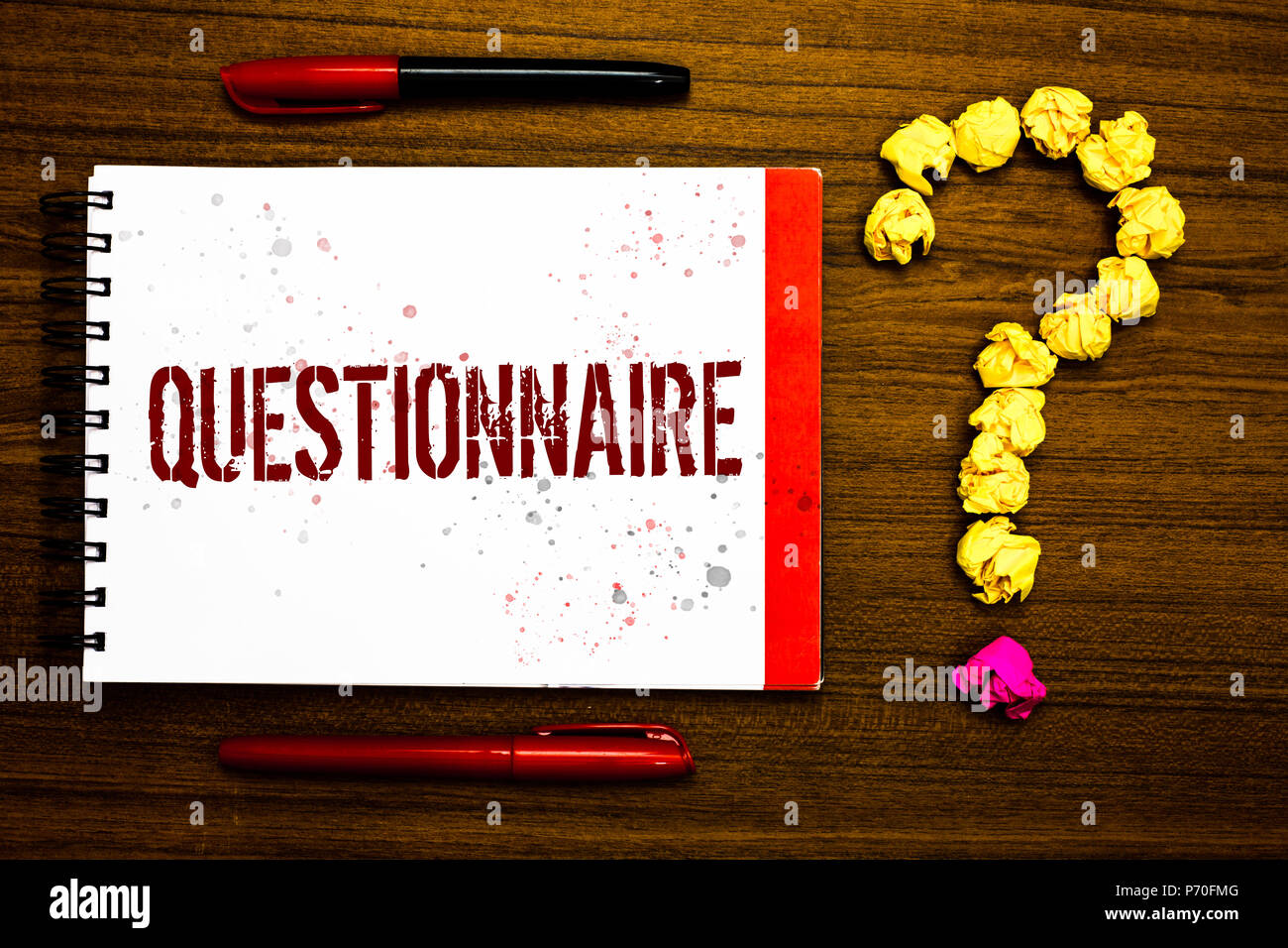 Questionnaire Notepad Conceptual hand writing showing Questionnaire. Business photo text ...