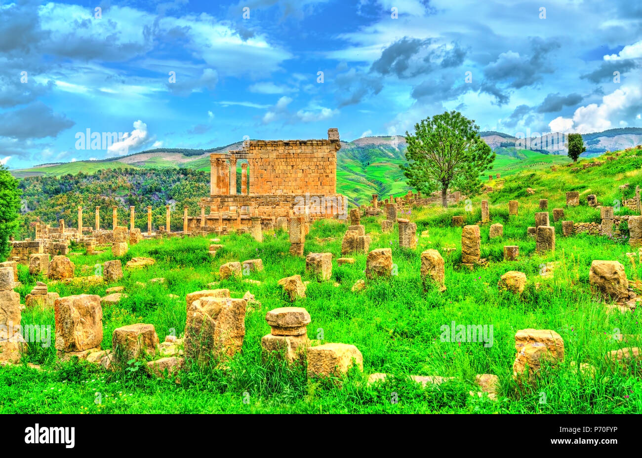 Berbero-Roman ruins at Djemila in Algeria Stock Photo