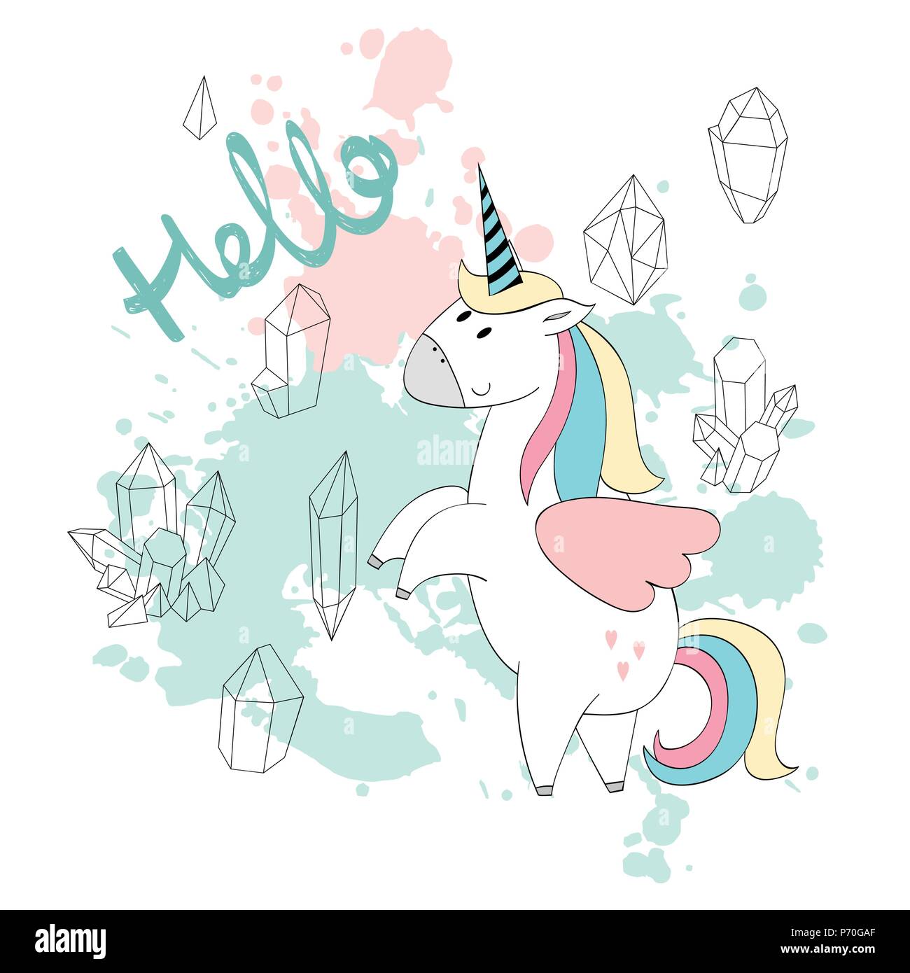 Card Cute Unicorn Rainbow Stock Photos Card Cute Unicorn Rainbow Stock Photos