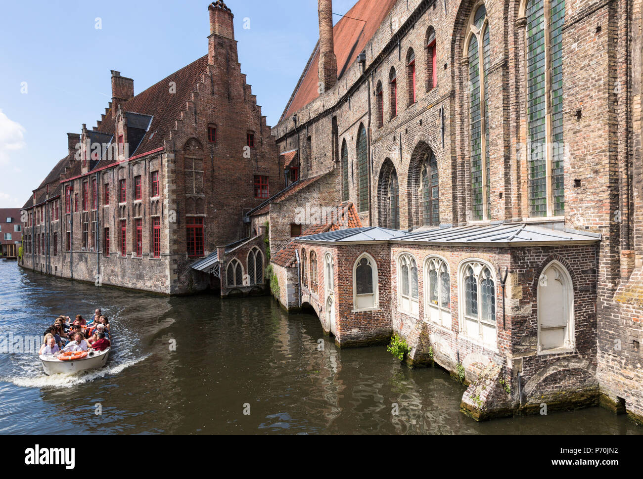 Old canalside buildings, Bruges, Belgium Stock Photo