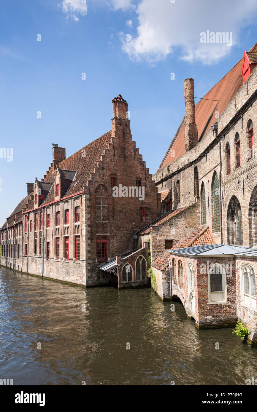 Old canalside buildings, Bruges, Belgium Stock Photo