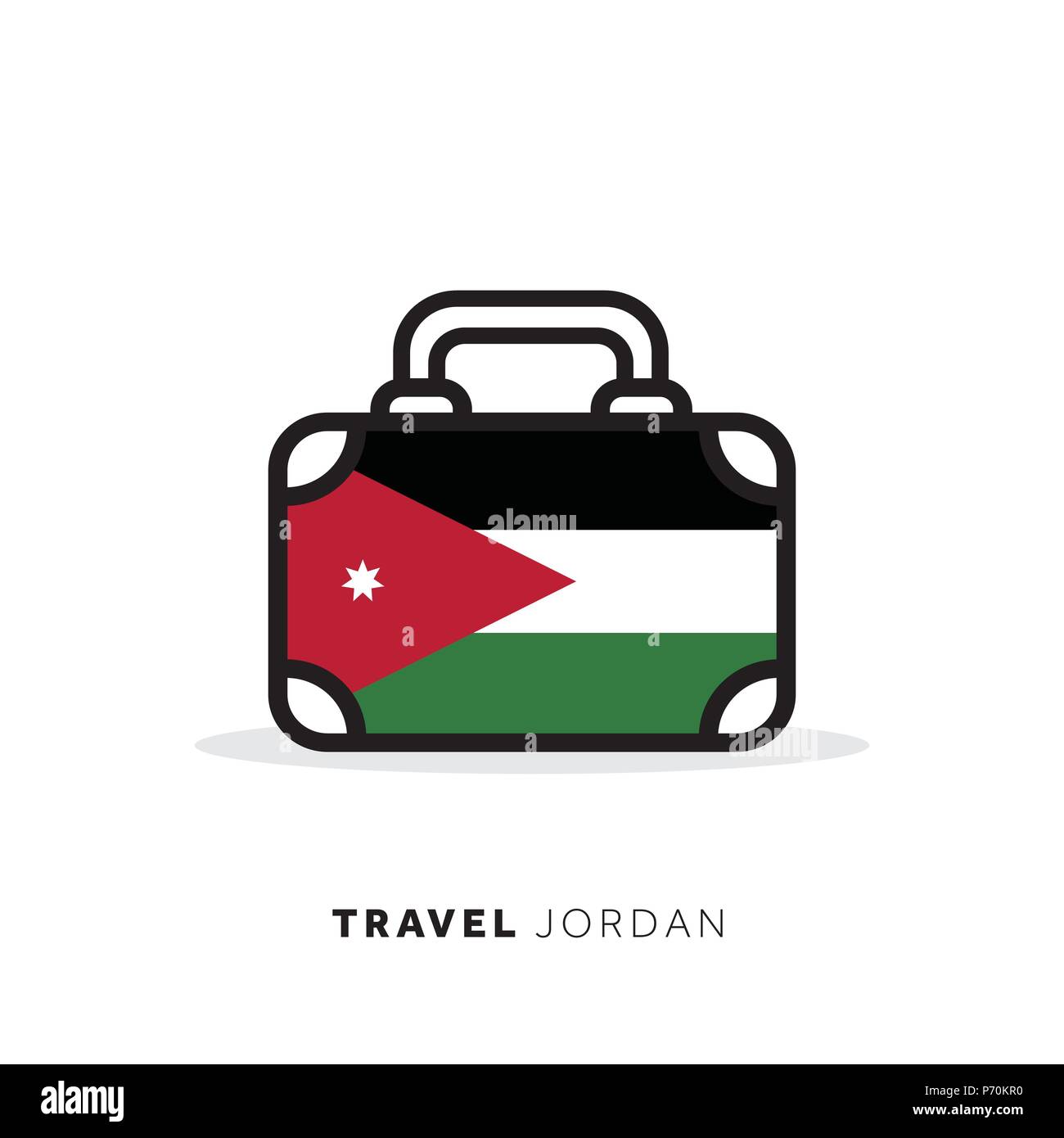 Jordan travel concept. Suitcase vector icon with national country flag Stock Vector