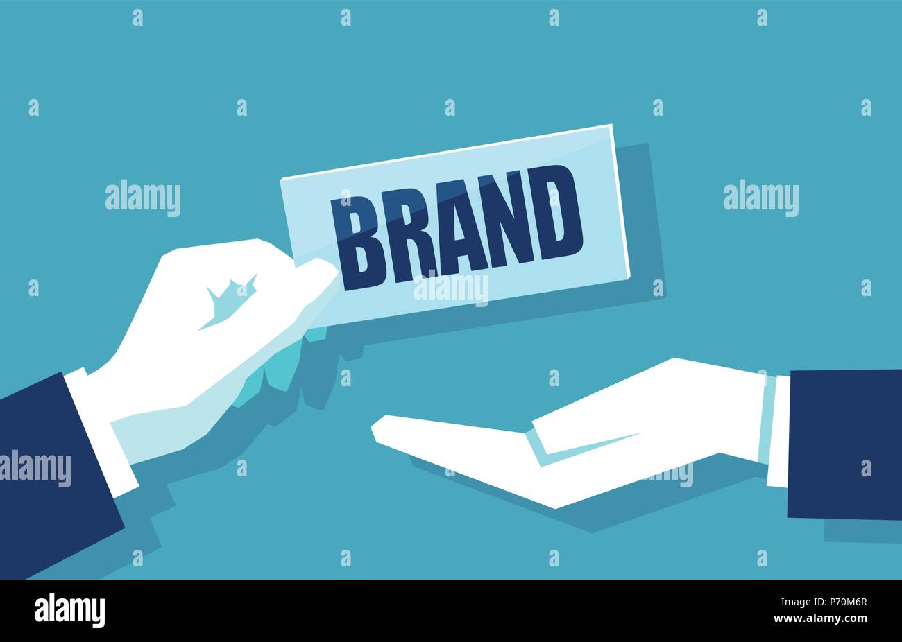 Concept of brand building vector illustration on blue background Stock Vector