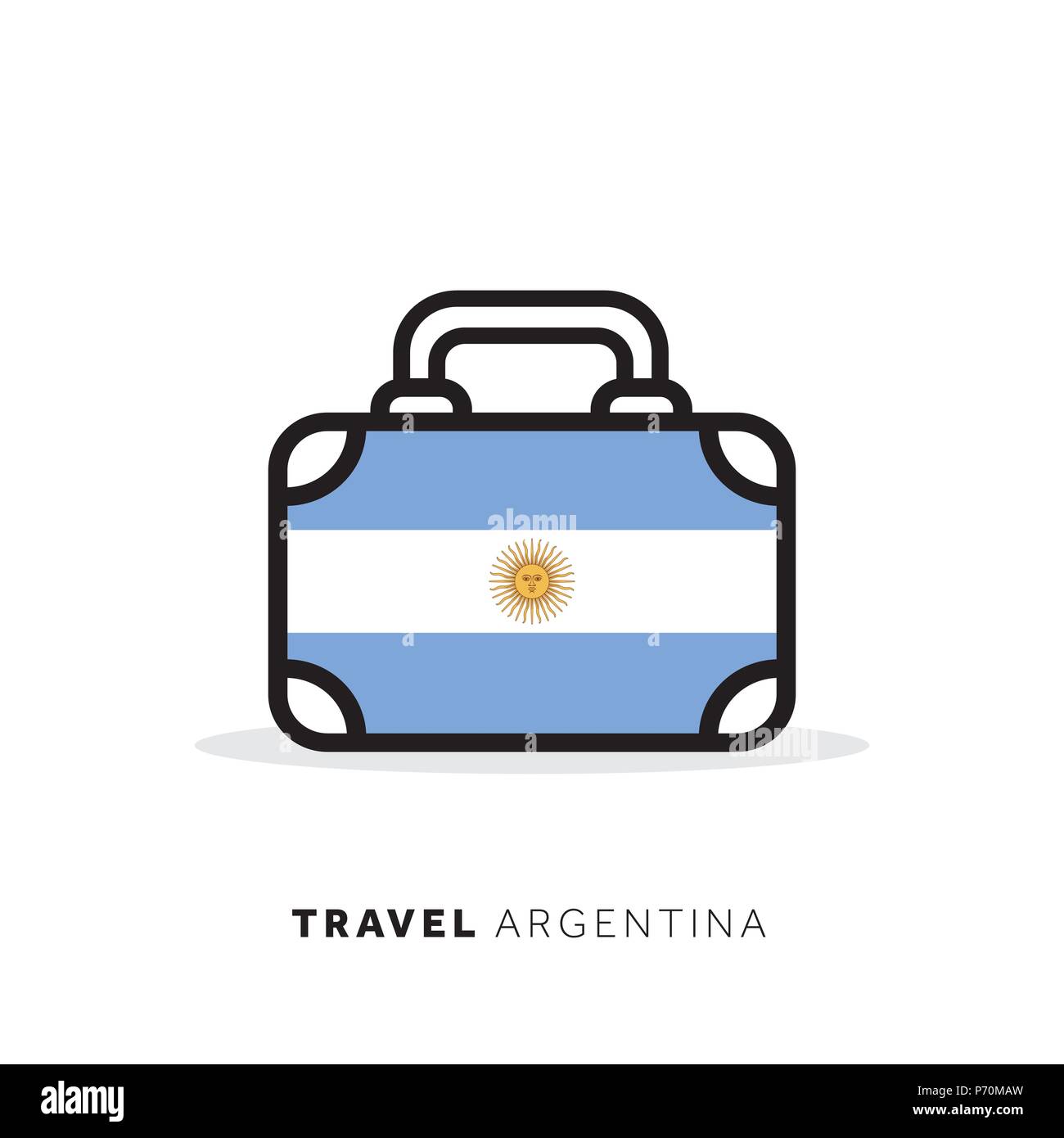 Argentina travel concept. Suitcase vector icon with national country ...
