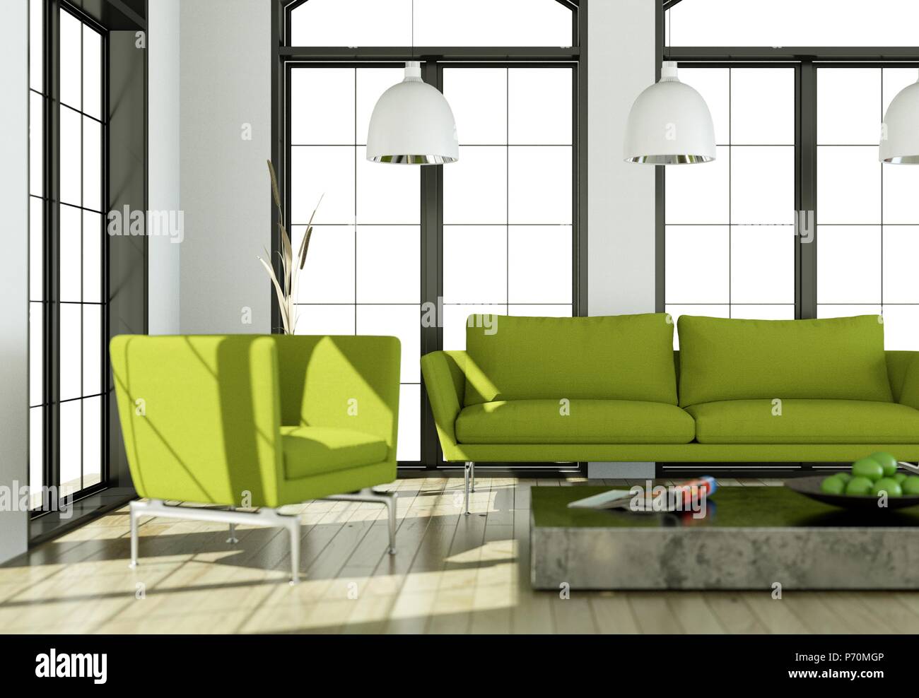 Bright Room With Green Sofa And Table Stock Photo 210843158 Alamy