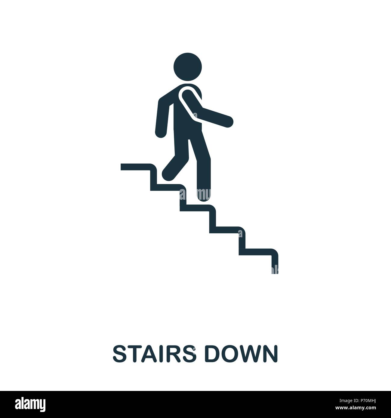 Stairs Down icon. Line style icon design. UI. Illustration of stairs down icon. Pictogram isolated on white. Ready to use in web design, apps, softwar Stock Vector