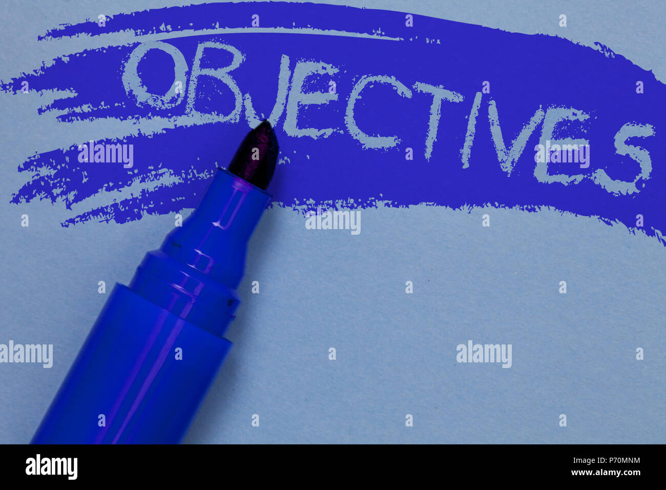Writing note showing Objectives. Business photo showcasing Goals