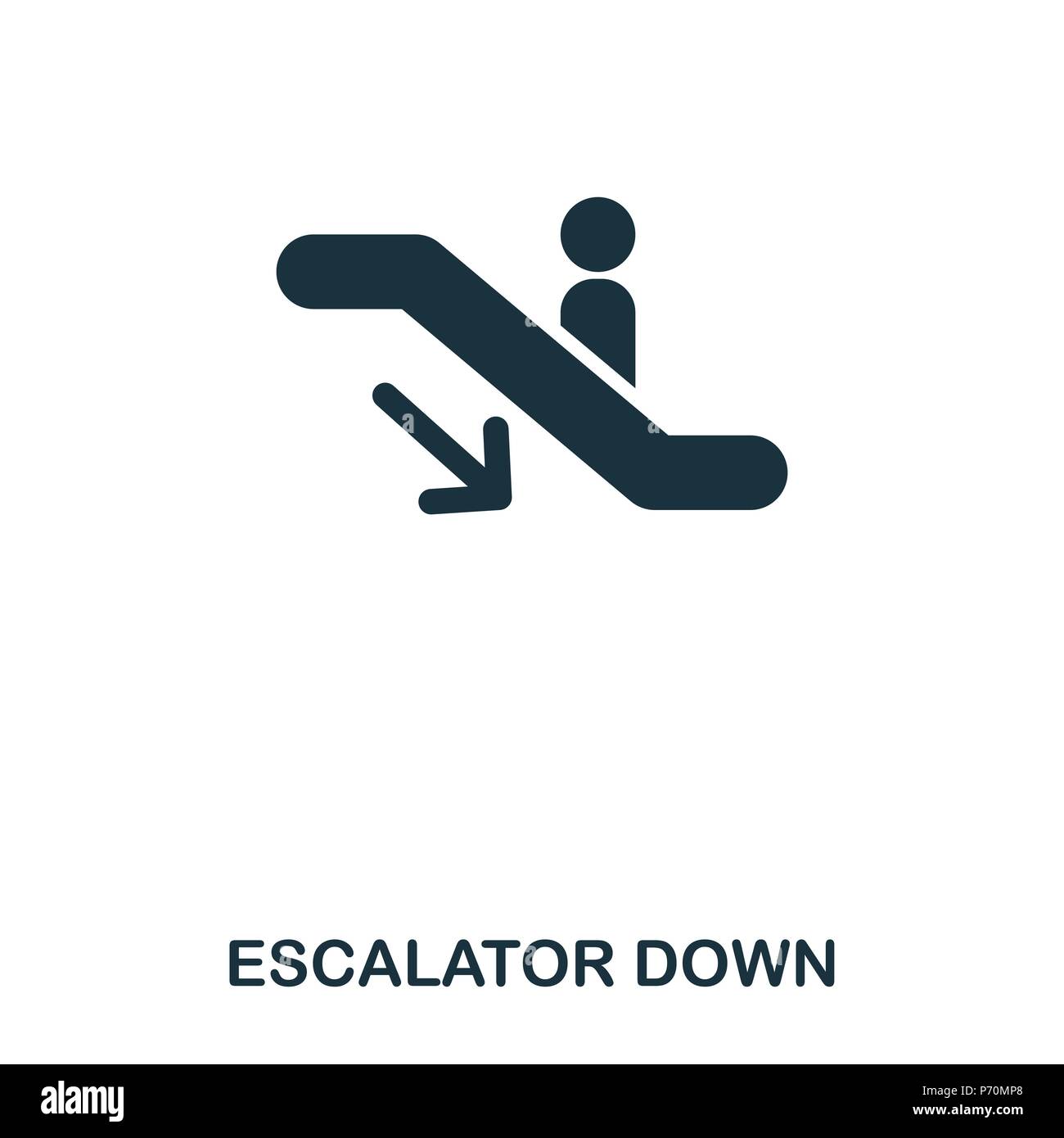 Escalator Down icon. Line style icon design. UI. Illustration of escalator down icon. Pictogram isolated on white. Ready to use in web design, apps, s Stock Vector