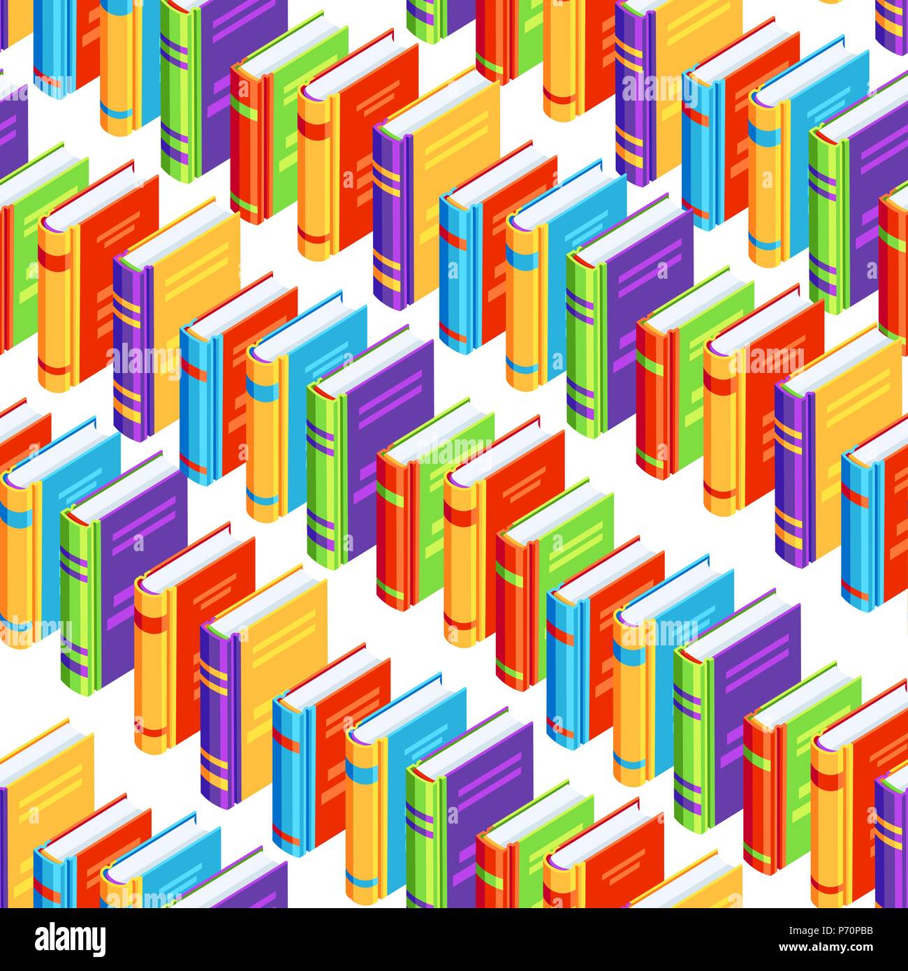 Seamless pattern with isometric books. Stock Vector