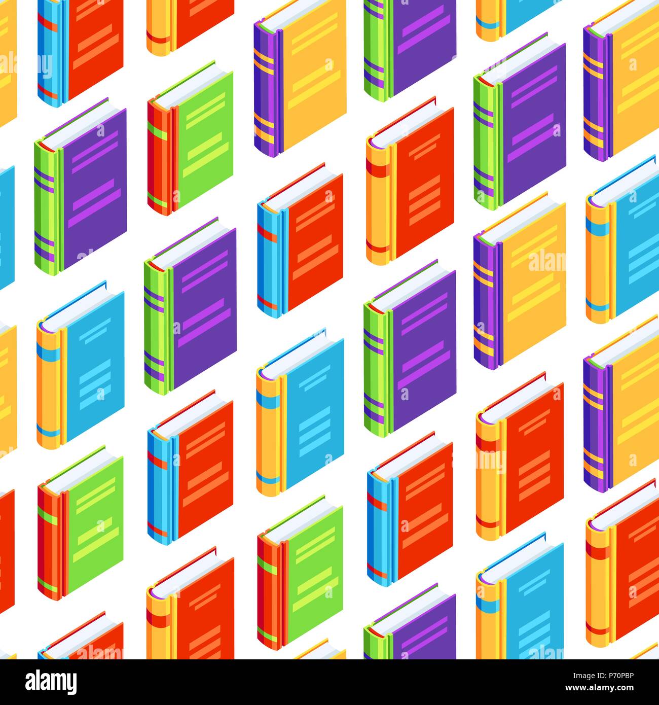 Seamless pattern with isometric books. Stock Vector