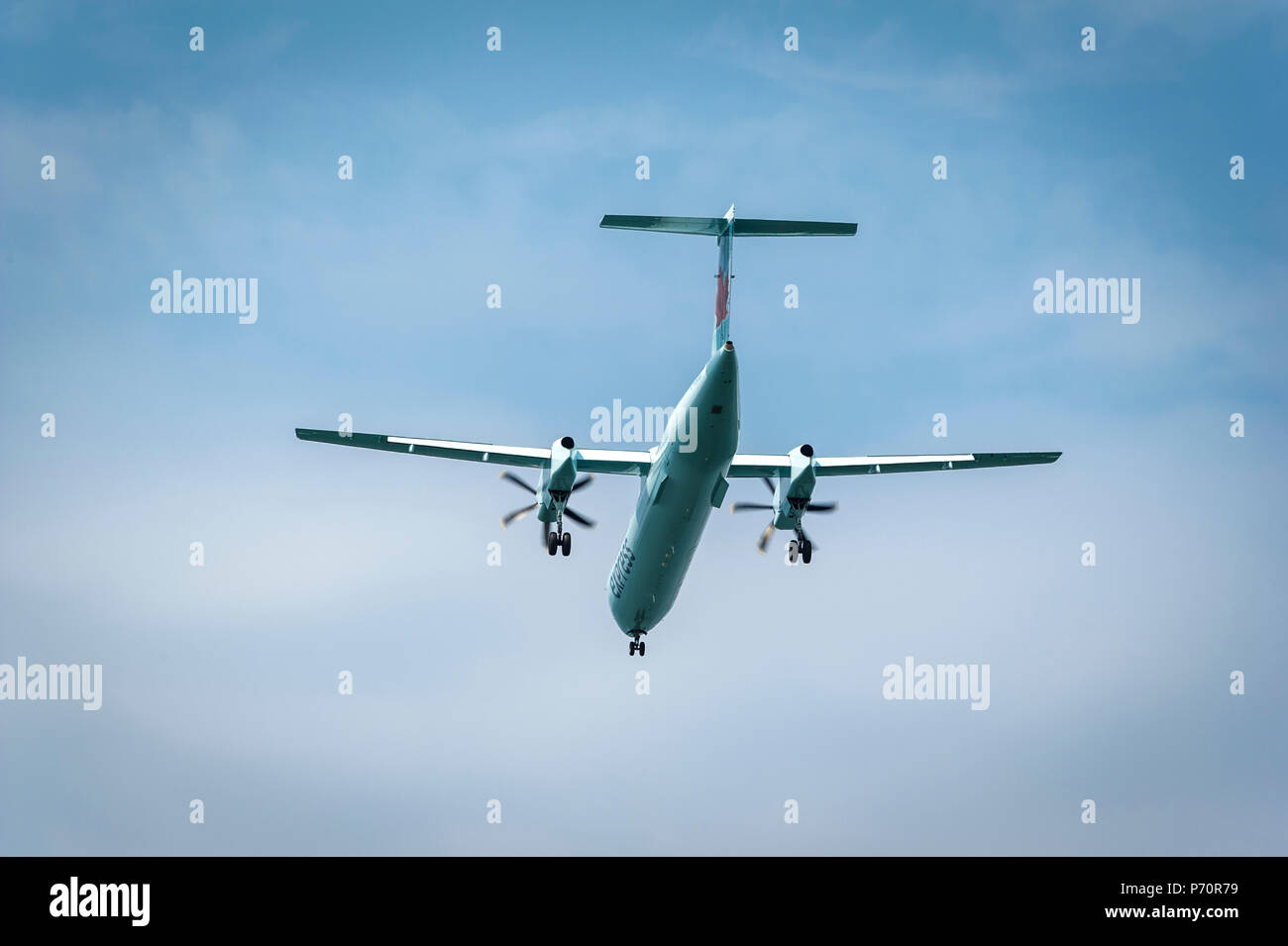 Turbine propeller airplane in the sky Stock Photo - Alamy