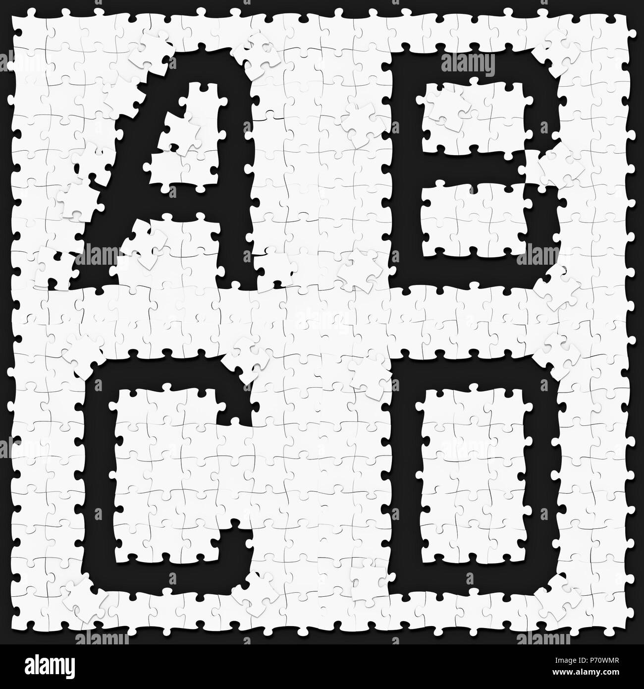 alphabet jigsaw puzzle black and white stock photos images alamy