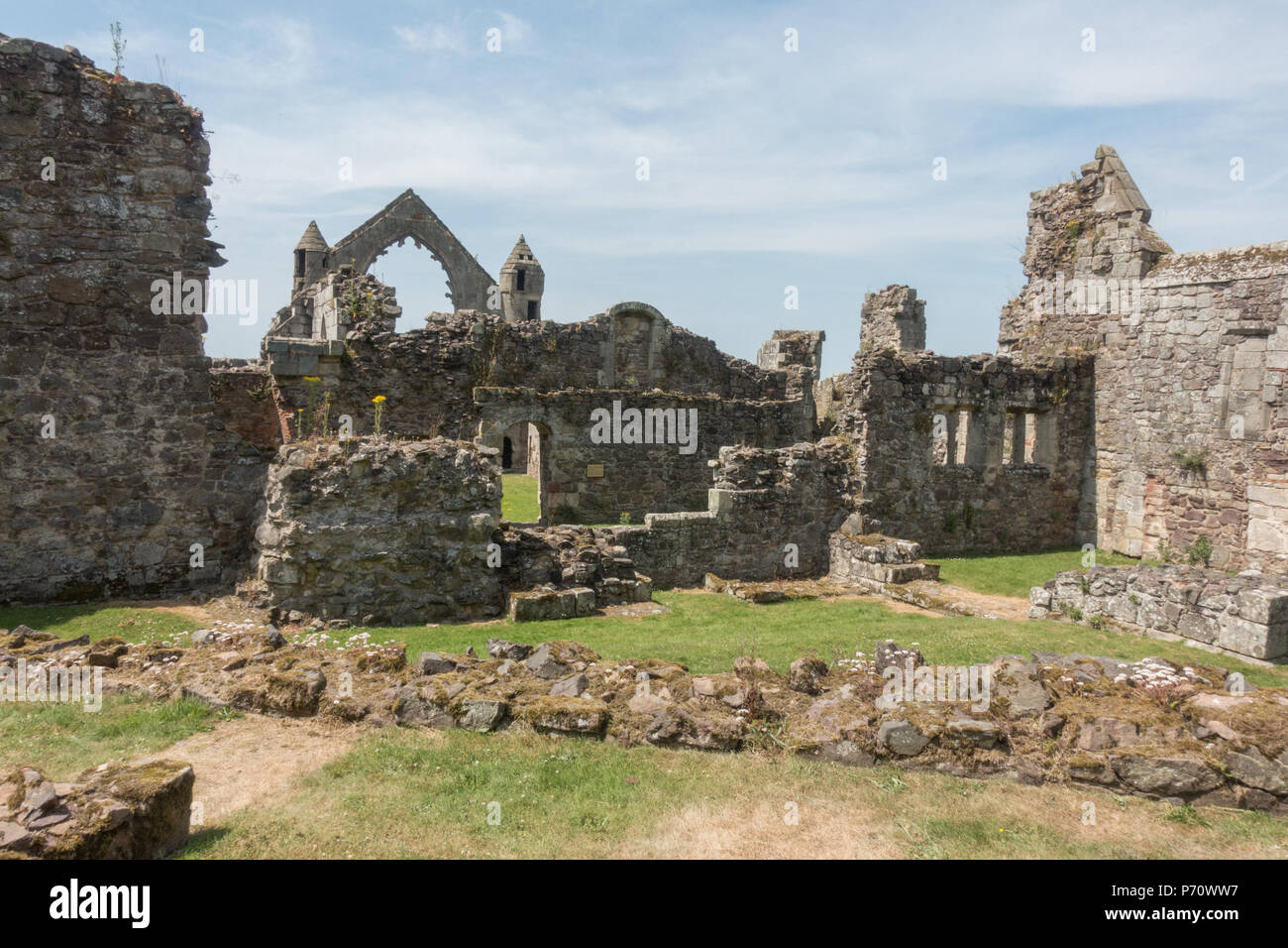 English Heritage site Haughmond Abbey ruins on the outskirts of Shrewsbury, Shropshire, July 2018 Stock Photo