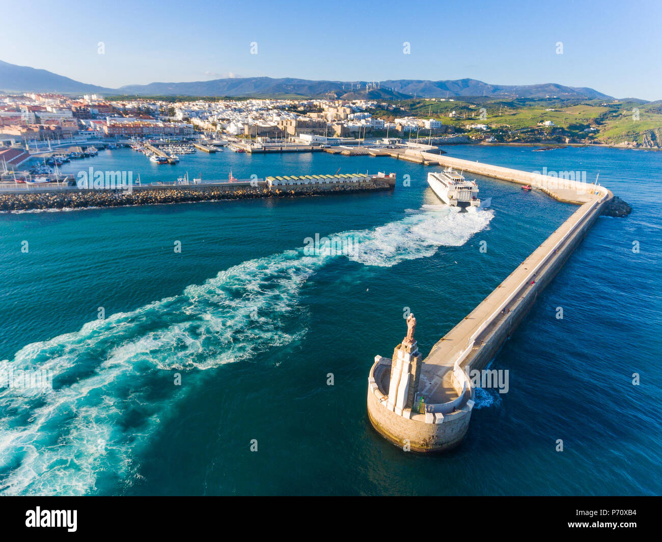 Tarifa harbour, Tarifa, Costa de la Luz, Cadiz, Andalusia, Spain. Stock Photo