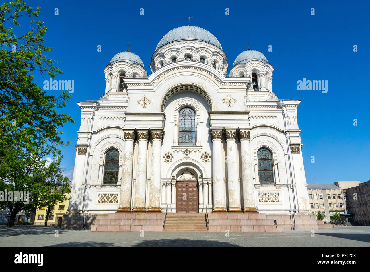 Lithuania, Front view on Sankt Michael the Archangel Church in Kaunas Stock Photo