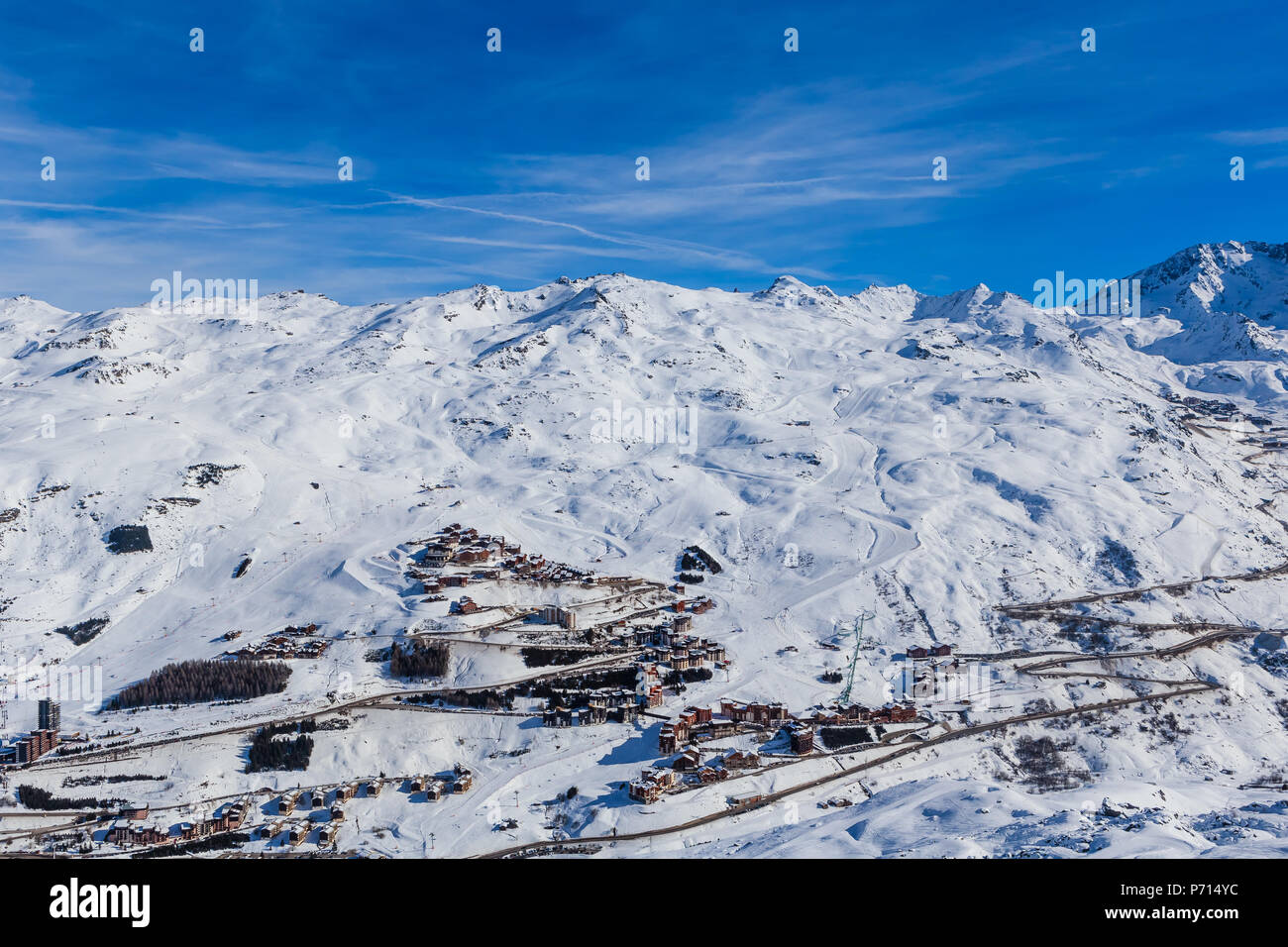 Ski resort  Val Thorens. Villages of Les Menuires and Val Thorens. France Stock Photo