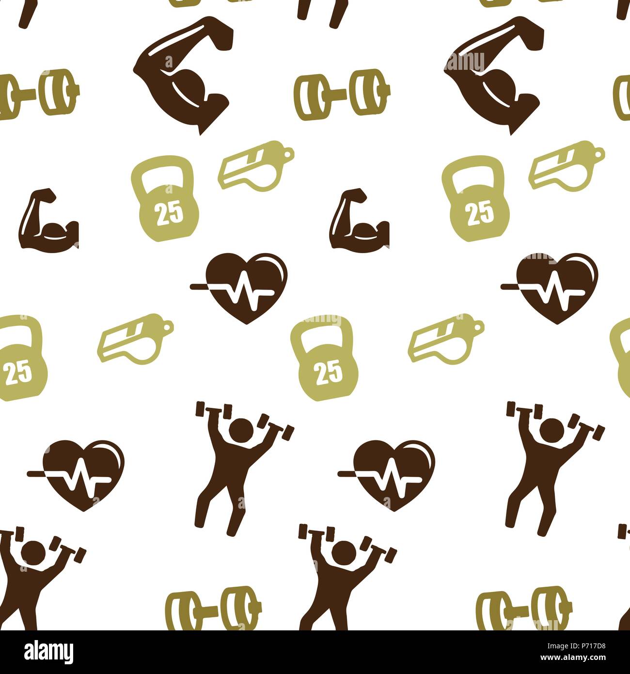Sports set pattern seamless. Vector illustration. Isolated white background. Stock Vector