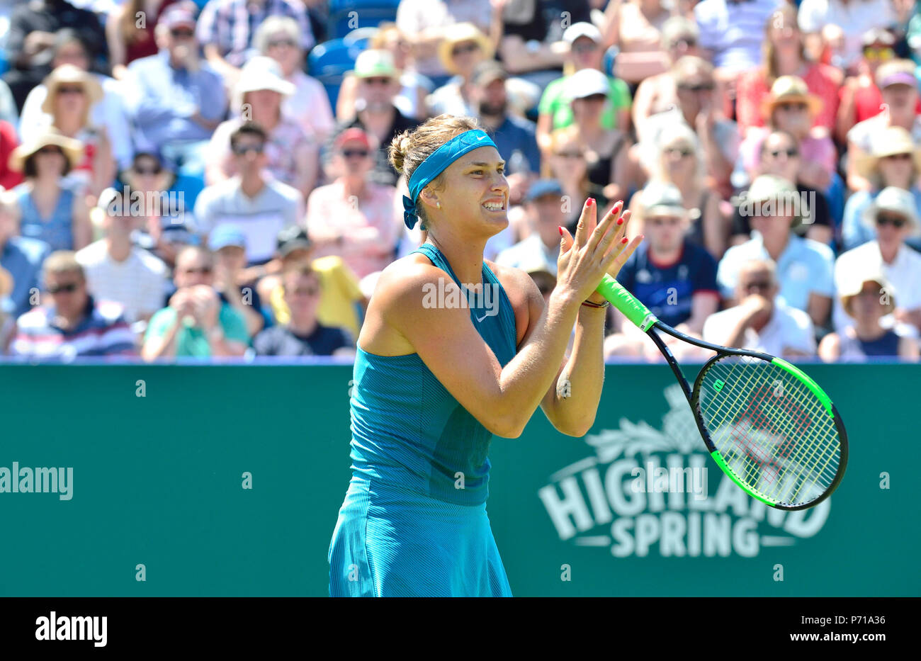 Aryna Sabalenka (BLR) playing in the final of the Nature Valley International, Eastbourne 30th June 2018 Stock Photo