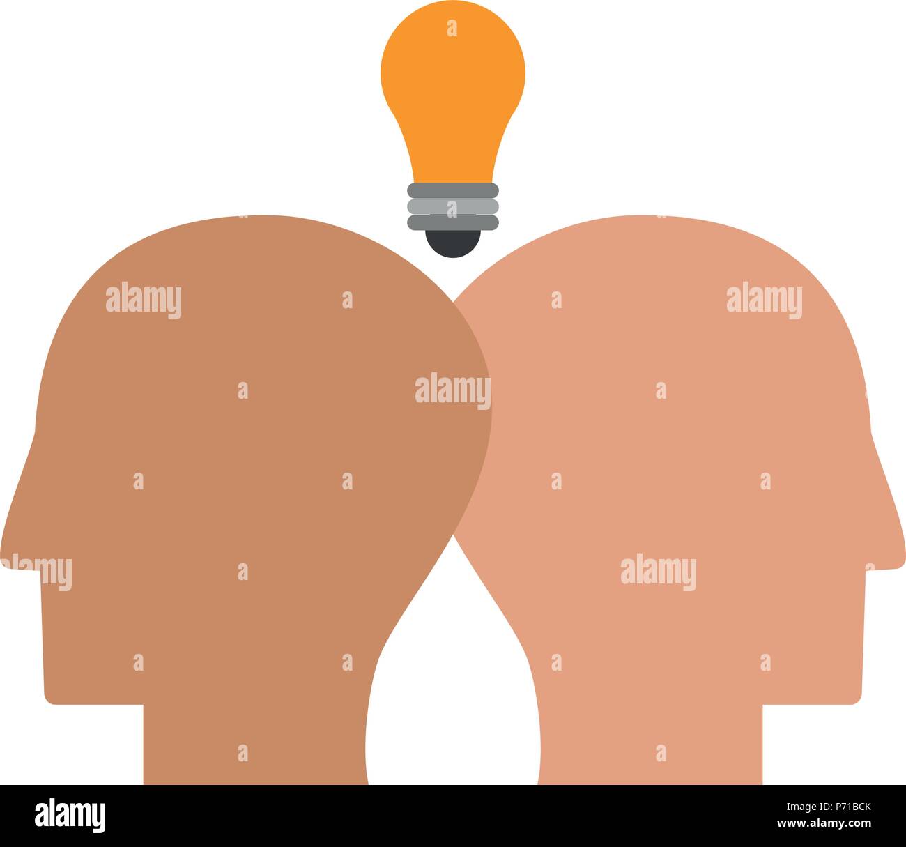 Head silhouette and bulb light Stock Vector Image & Art - Alamy