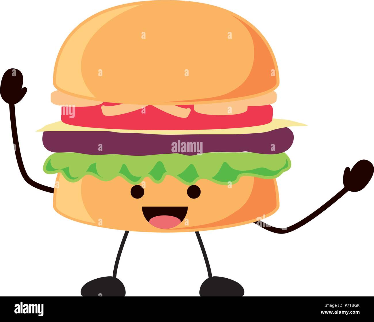 Kawaii happy hamburger icon over white background, vector illustration  Stock Vector Image & Art - Alamy