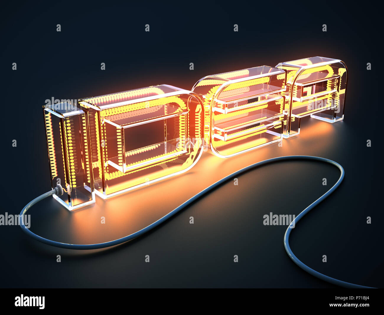 Concept Of The Text IDEA Made As An Electric Lamp. 3D Illustration. Stock Photo