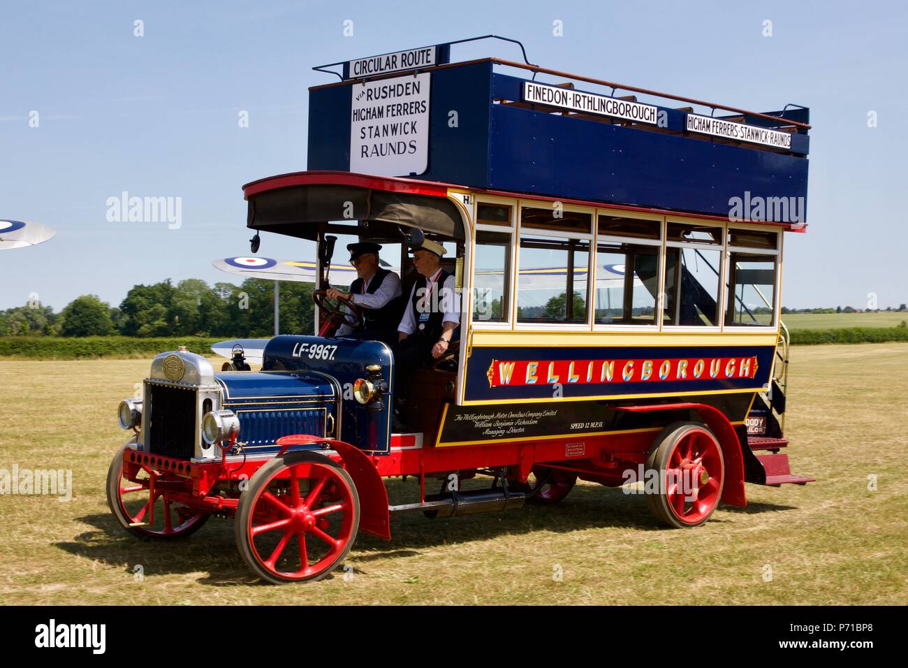 1913 Wellingborough Leyland ST double-decker bus at Old Warden Stock Photo