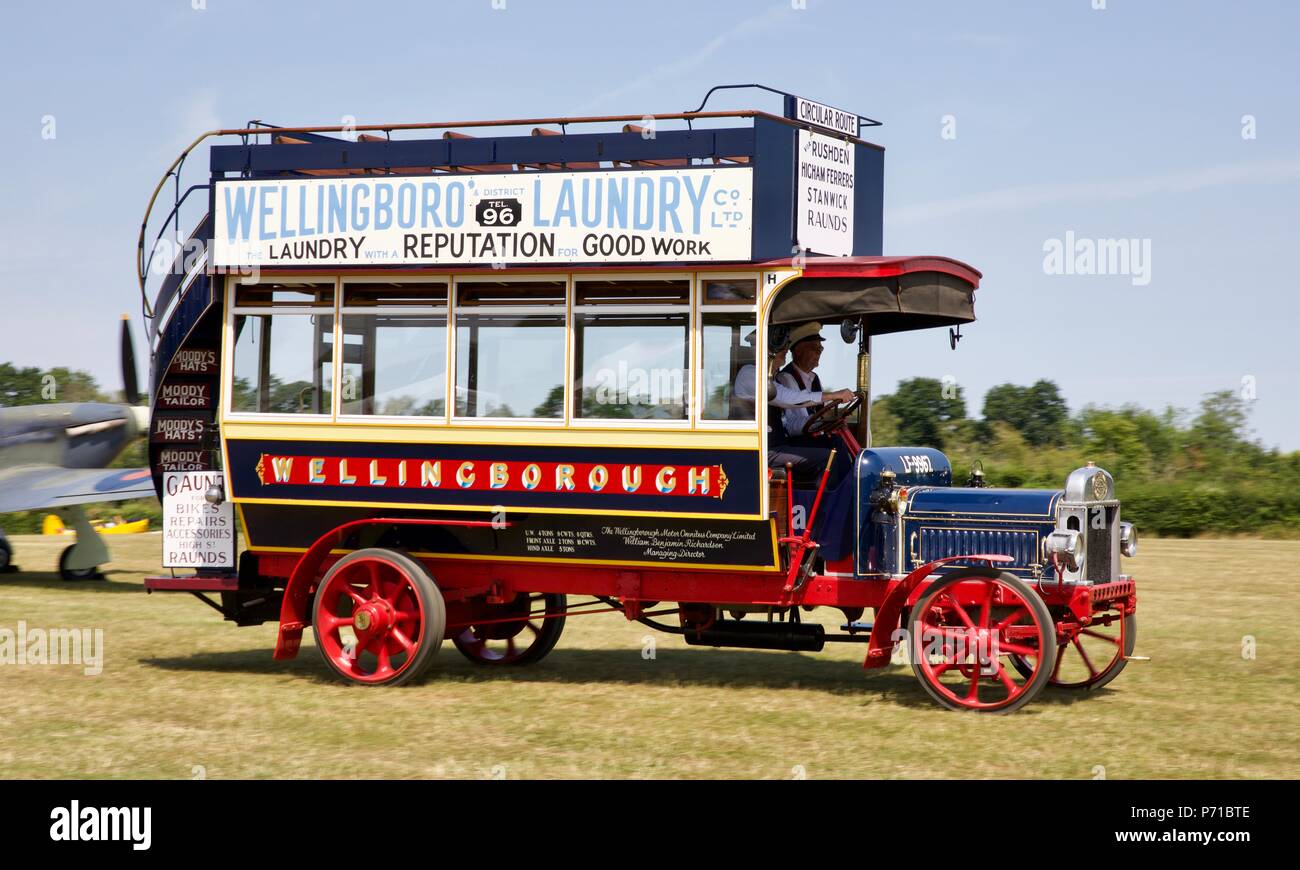 1913 Wellingborough Leyland ST double-decker bus at Old Warden Stock Photo