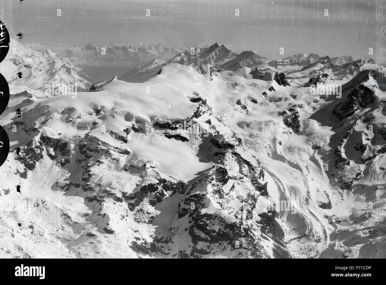 50 ETH-BIB-Breithorn - Castor - Mischabelhörner von S. aus 4800 m Höhe-Mittelmeerflug 1928-LBS MH02-05-0144 Stock Photo