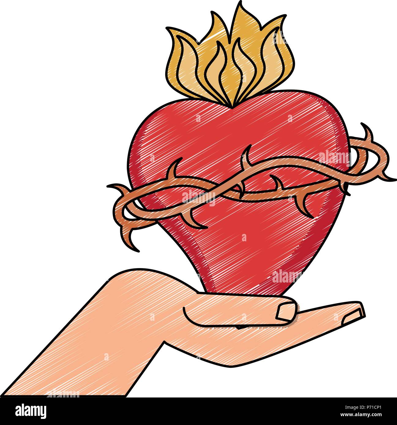 Catholic sacred heart scribble Stock Vector Image & Art Alamy
